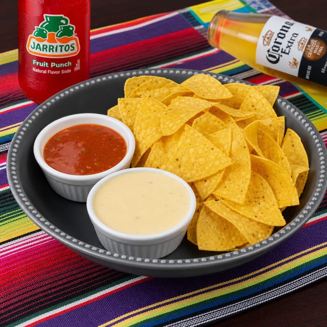 Chips, Salsa and Queso.