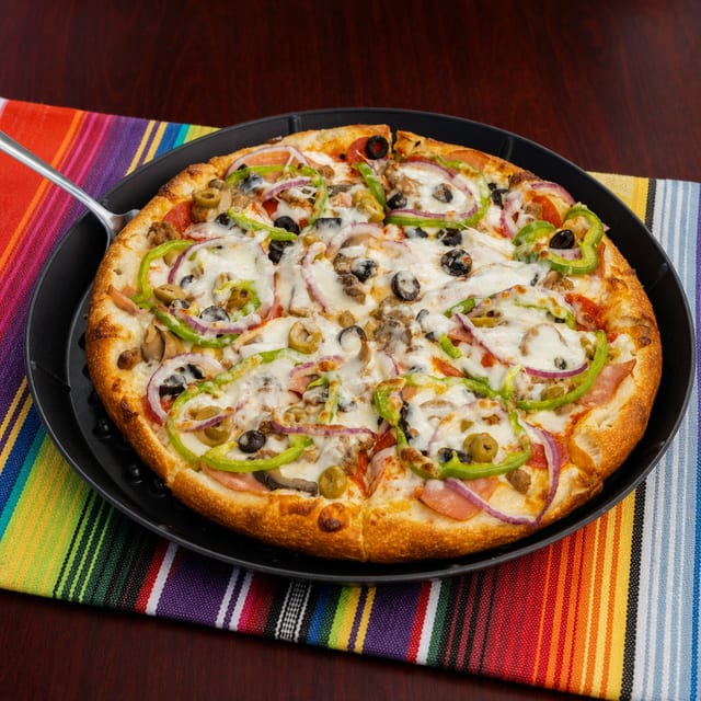 Small House Special Supreme Pizza.